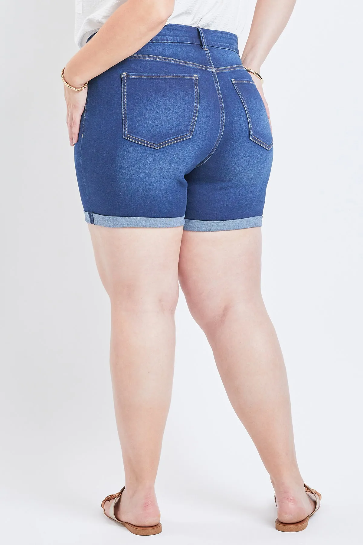 Missy Plus Size Curvy Exposed Button Fly Cuffed Shorts, Pack Of 12