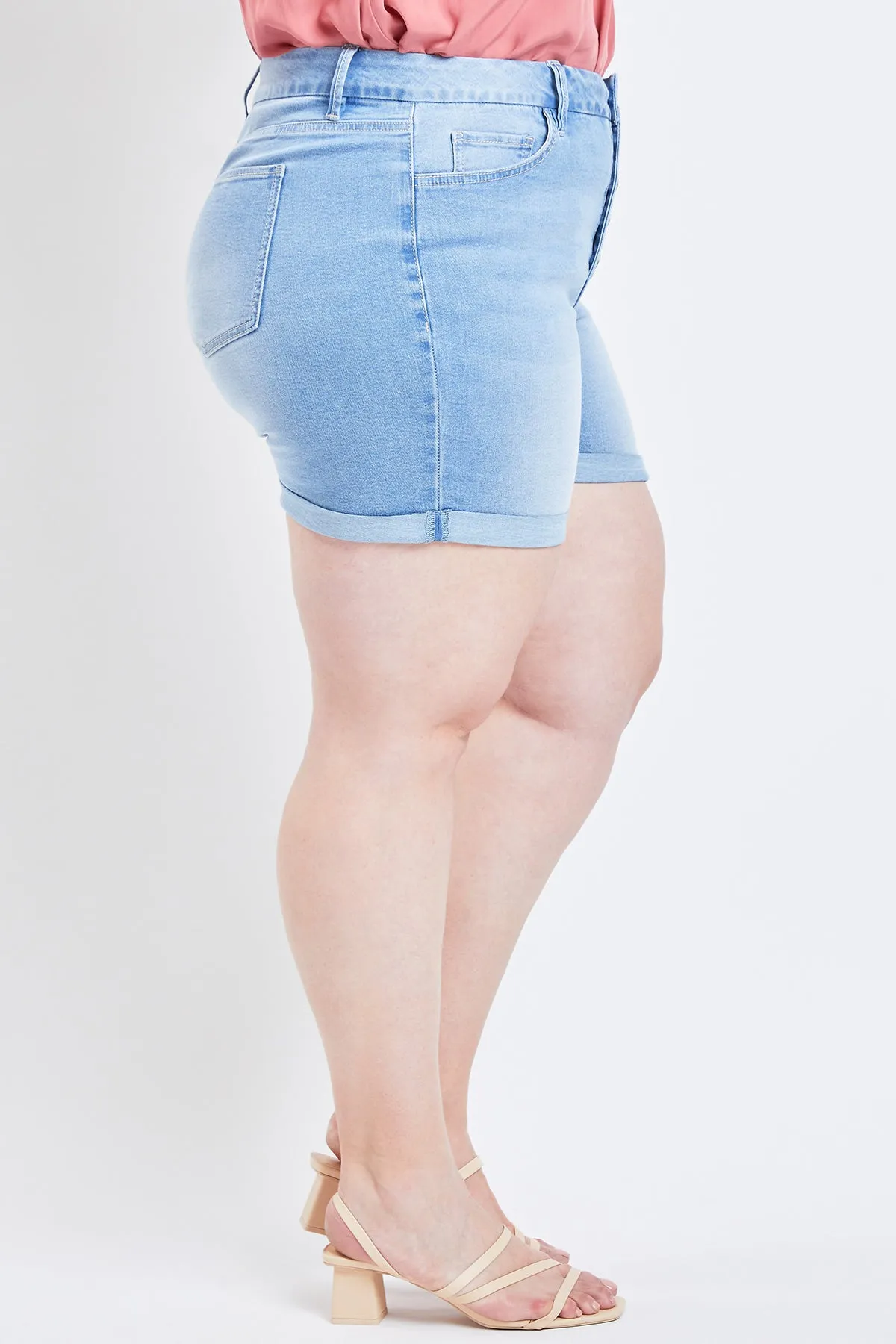 Missy Plus Size Curvy Exposed Button Fly Cuffed Shorts, Pack Of 12