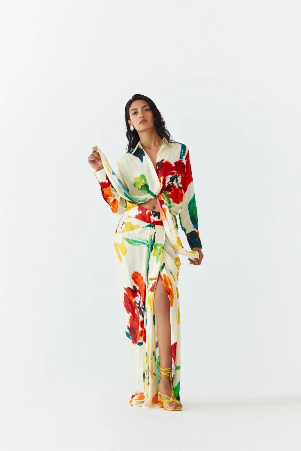 MONET KNOT SHIRT & DRAPED SKIRT