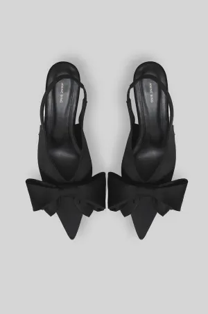 Nina heels With Bow - Black Satin