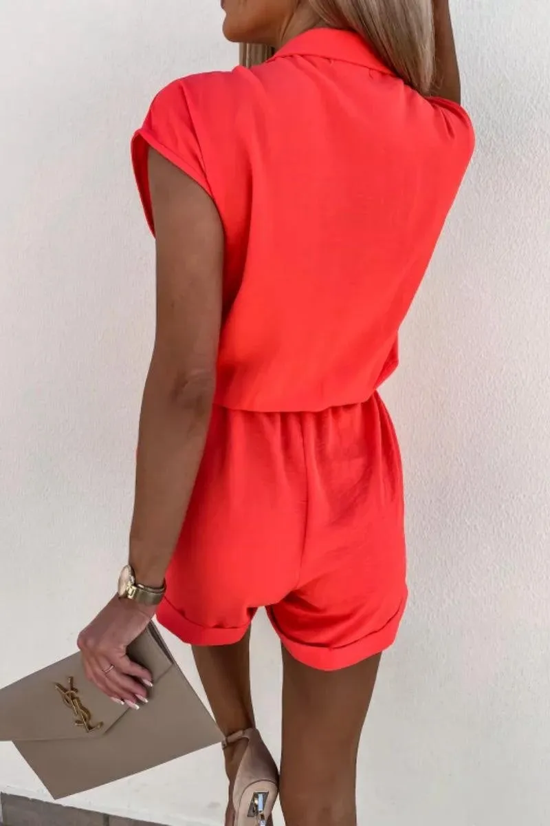 Orange Cap Sleeve Wrap Playsuit