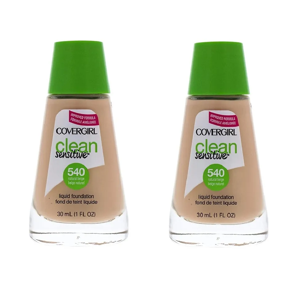 Pack of 2 CoverGirl Clean Sensitive Liquid Foundation, Natural Beige 540