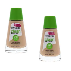 Pack of 2 CoverGirl Clean Sensitive Liquid Foundation, Natural Beige 540