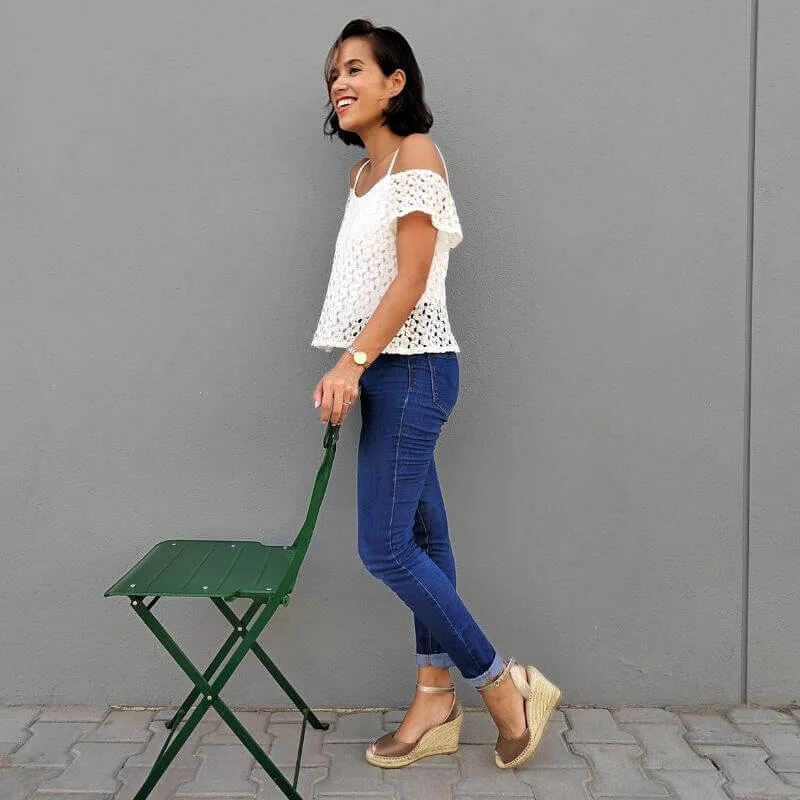 Peep Toe Espadrille Wedge in Bronzed Mocha