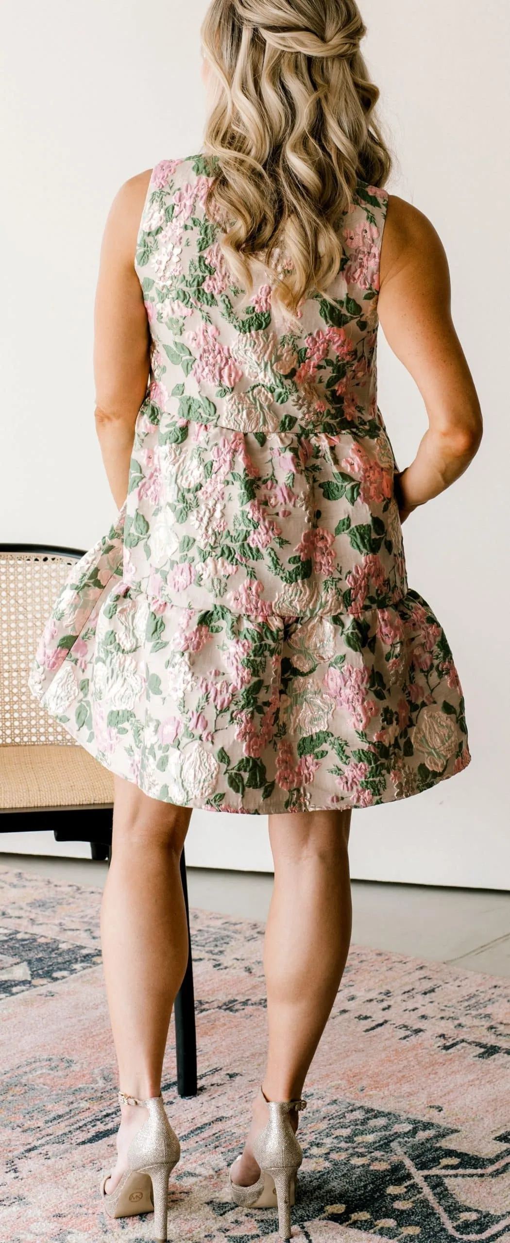 Petal Sleeveless Flower Textured Dress