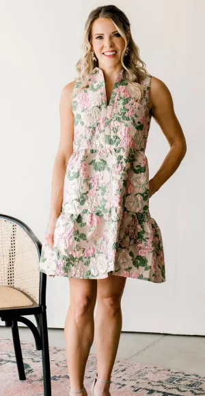 Petal Sleeveless Flower Textured Dress