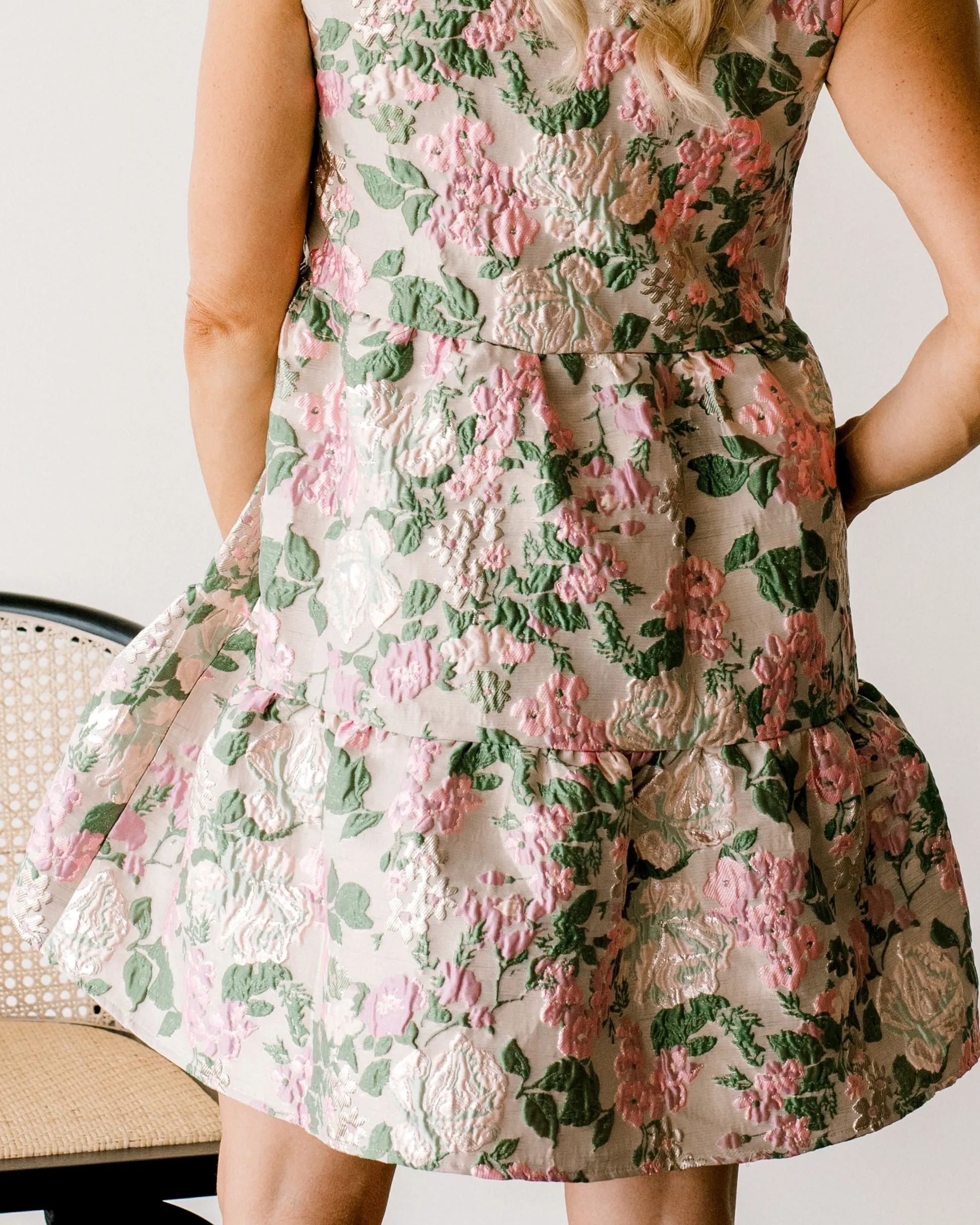 Petal Sleeveless Flower Textured Dress