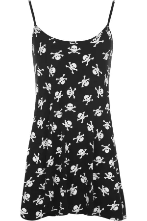 Plus Size Skull Bones Print Strappy Dress Vest Top