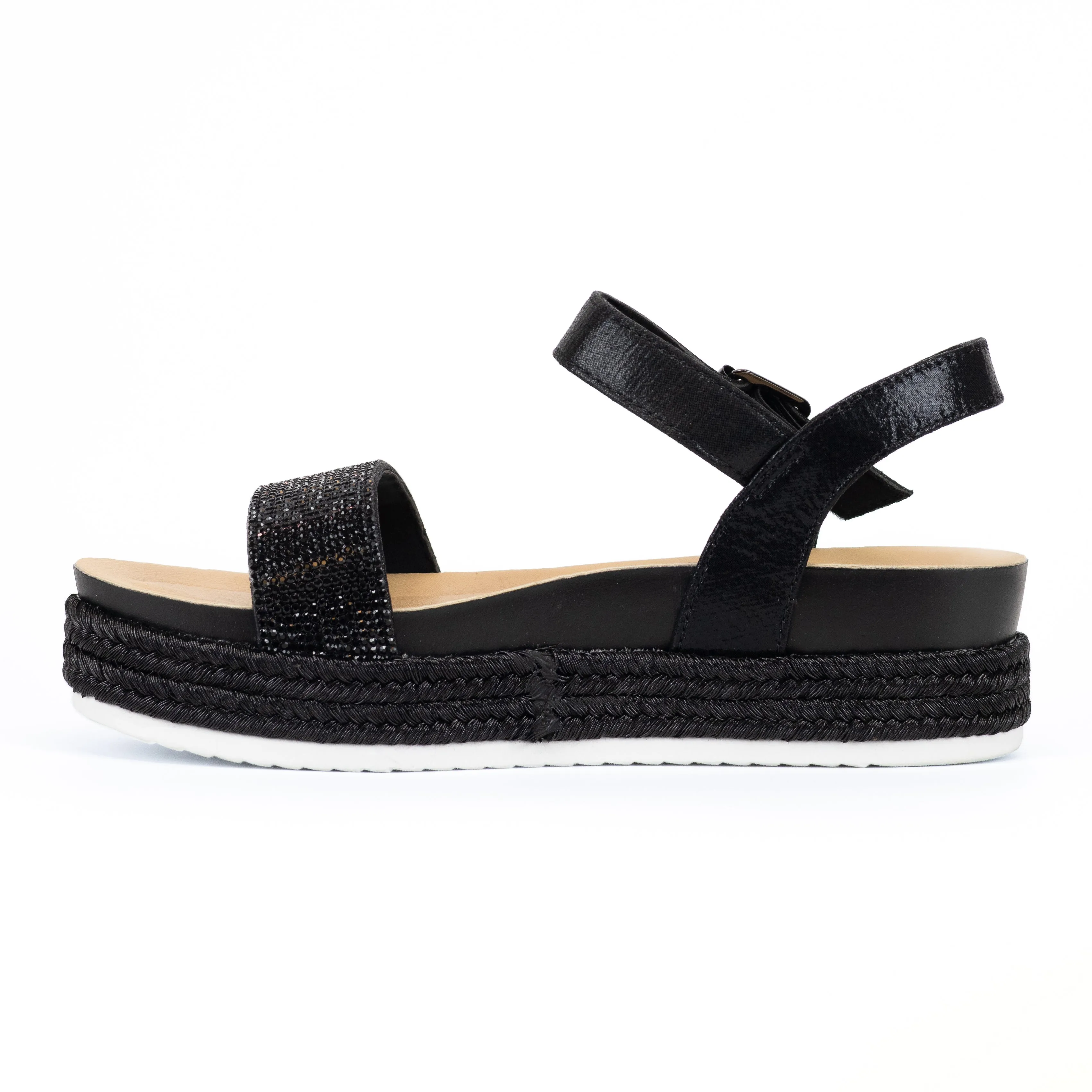 Raven - Women's Casual Espadrille Sandals, Rhinestone Ankle Strap & Platform Sole, Perfect for Adding Sparkle to Your Outfit