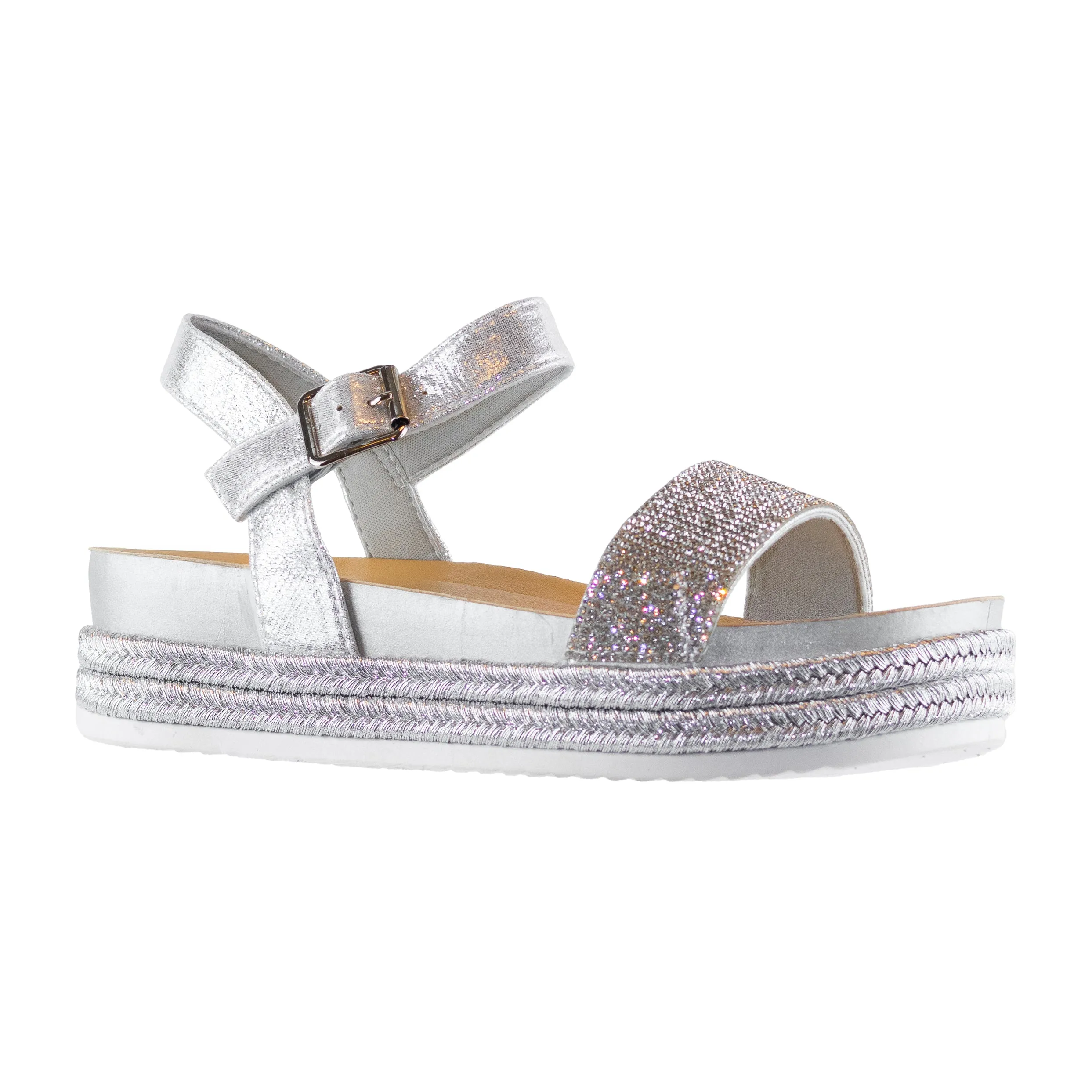 Raven - Women's Casual Espadrille Sandals, Rhinestone Ankle Strap & Platform Sole, Perfect for Adding Sparkle to Your Outfit