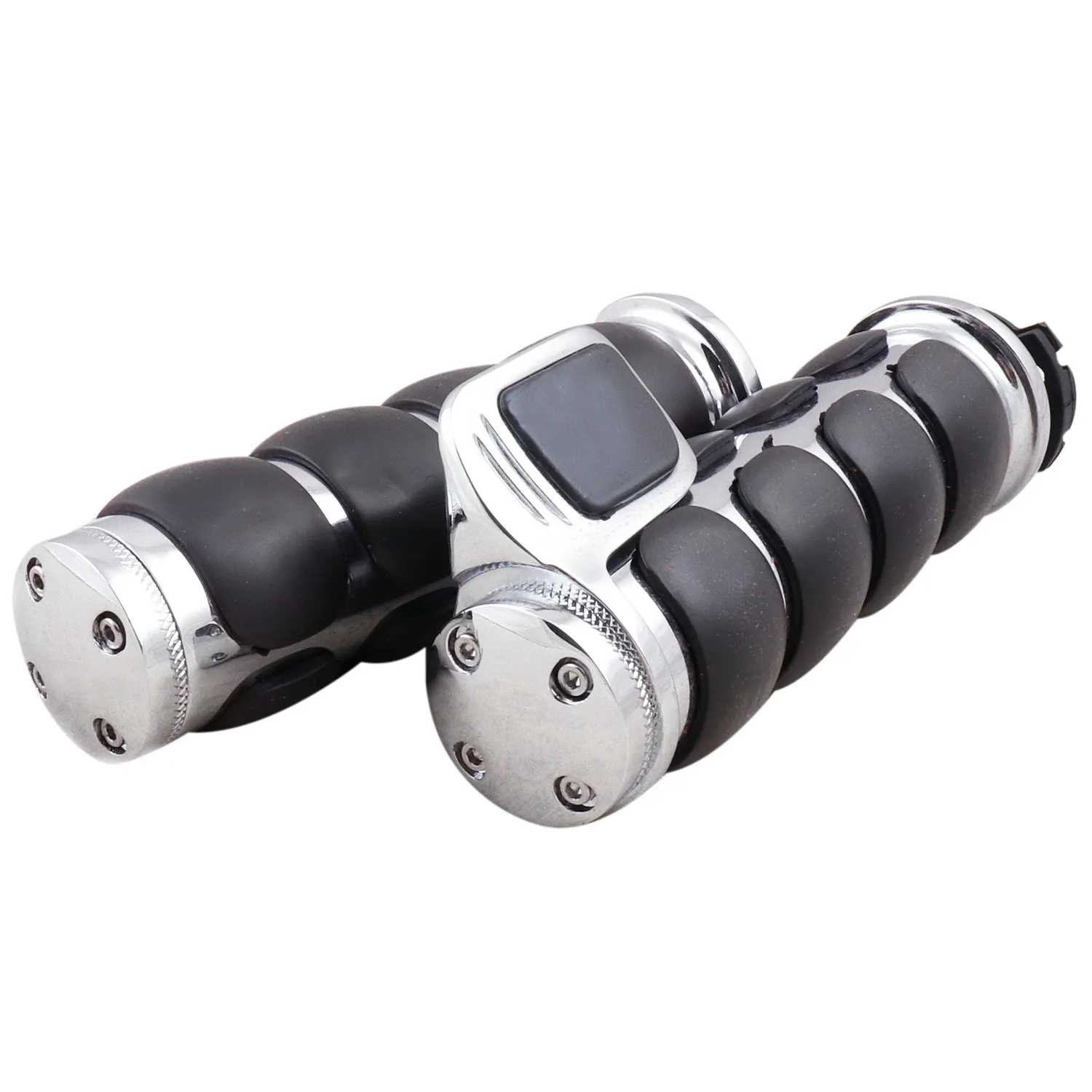 R.J.VON Molded Rubber Hand Handlebar Grips Grip Black/Silver
