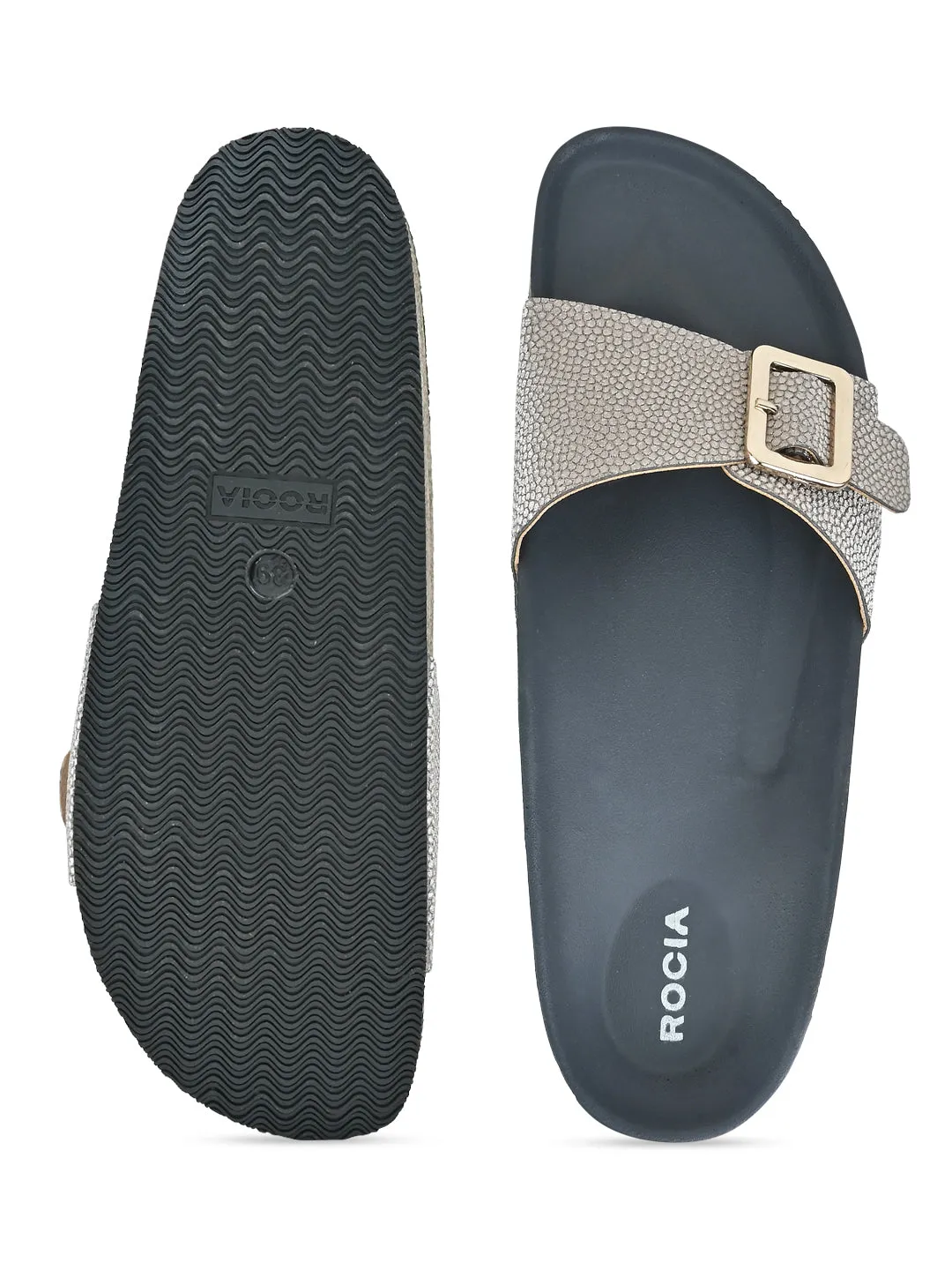 Rocia By Regal Antique Gold Women Slider Flats