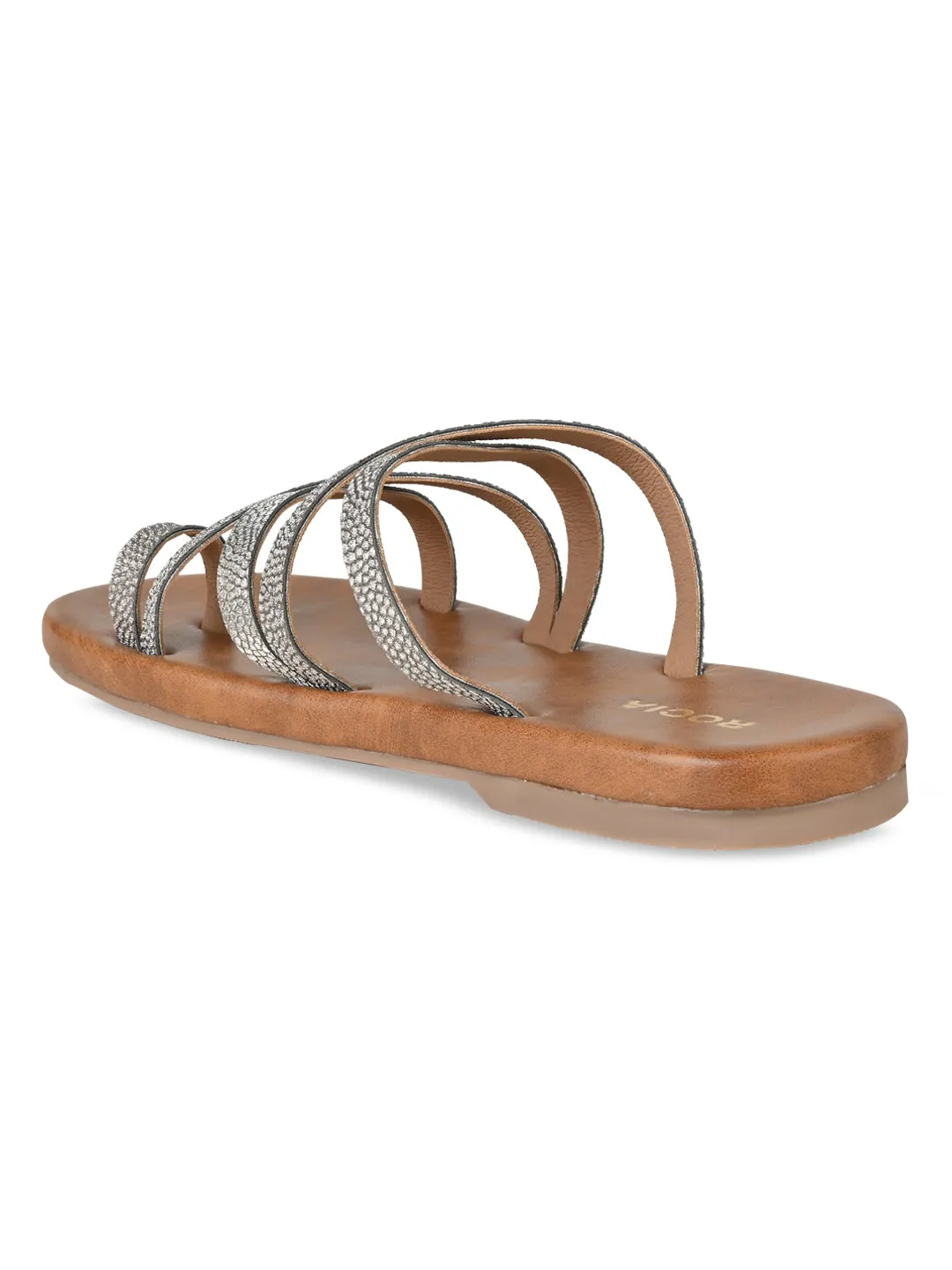 Rocia By Regal Antique Gold Women Strappy Flats