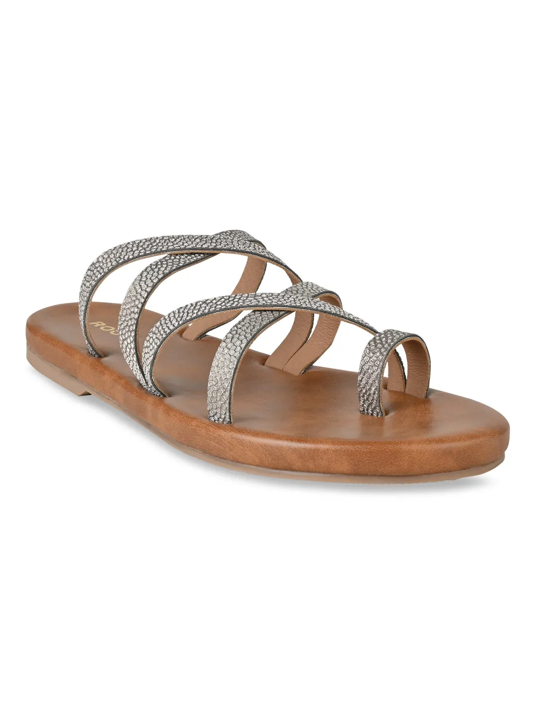 Rocia By Regal Antique Gold Women Strappy Flats