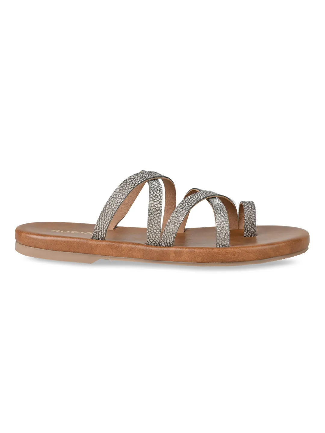 Rocia By Regal Antique Gold Women Strappy Flats