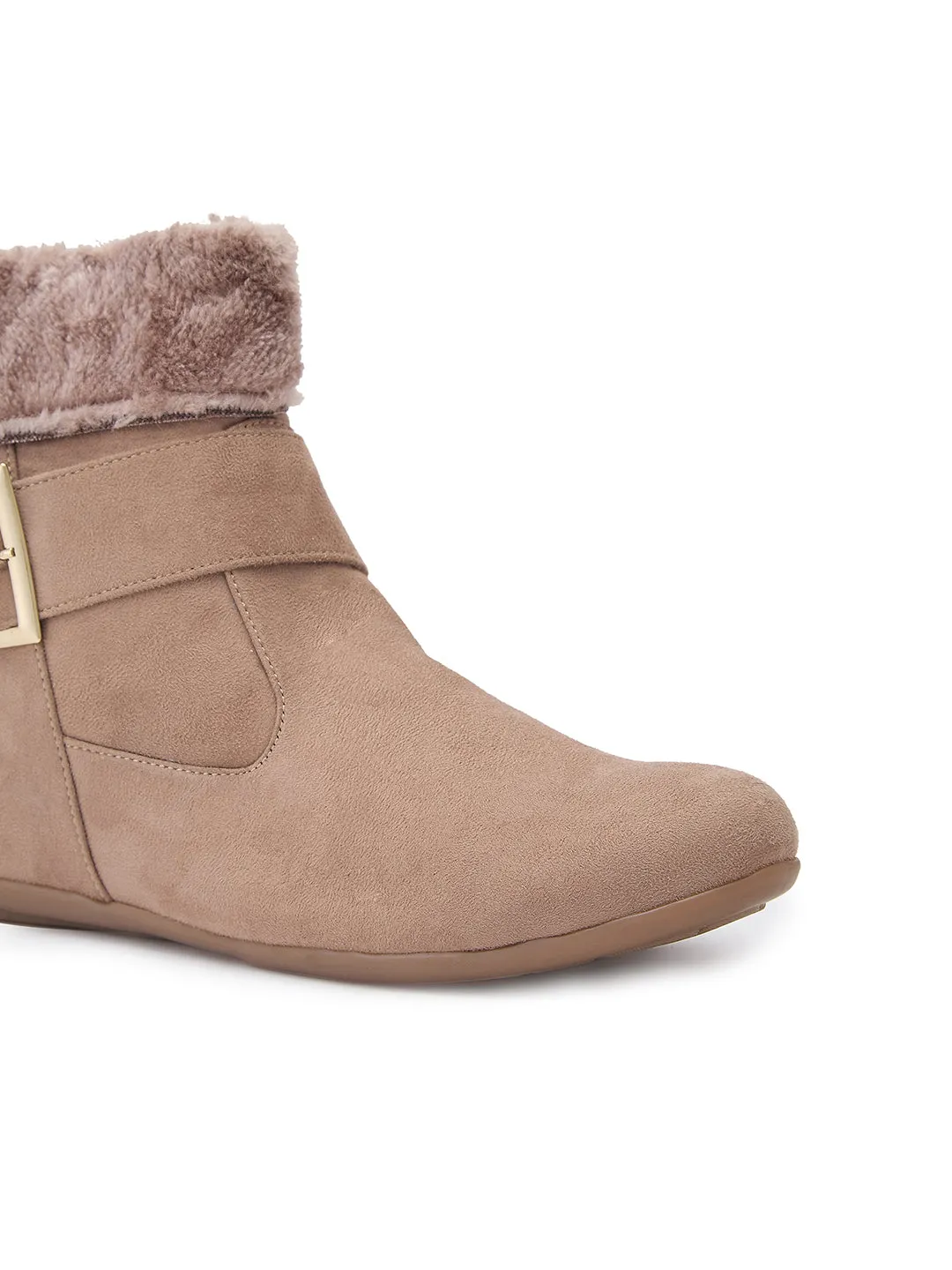 Rocia By Regal Beige Women Ankle Length Suede Boots