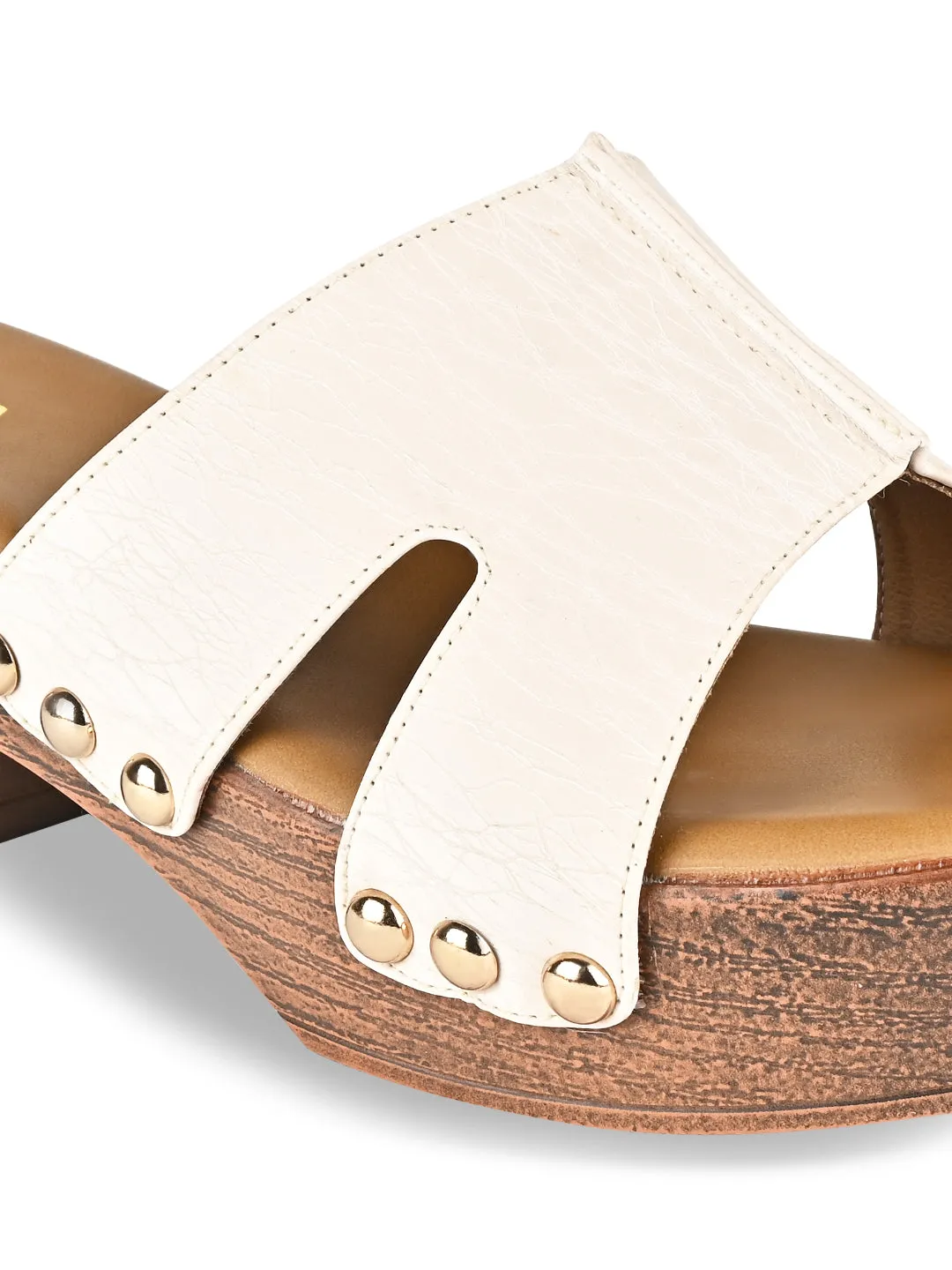 Rocia By Regal Beige Women Textured Block Heel Sandals