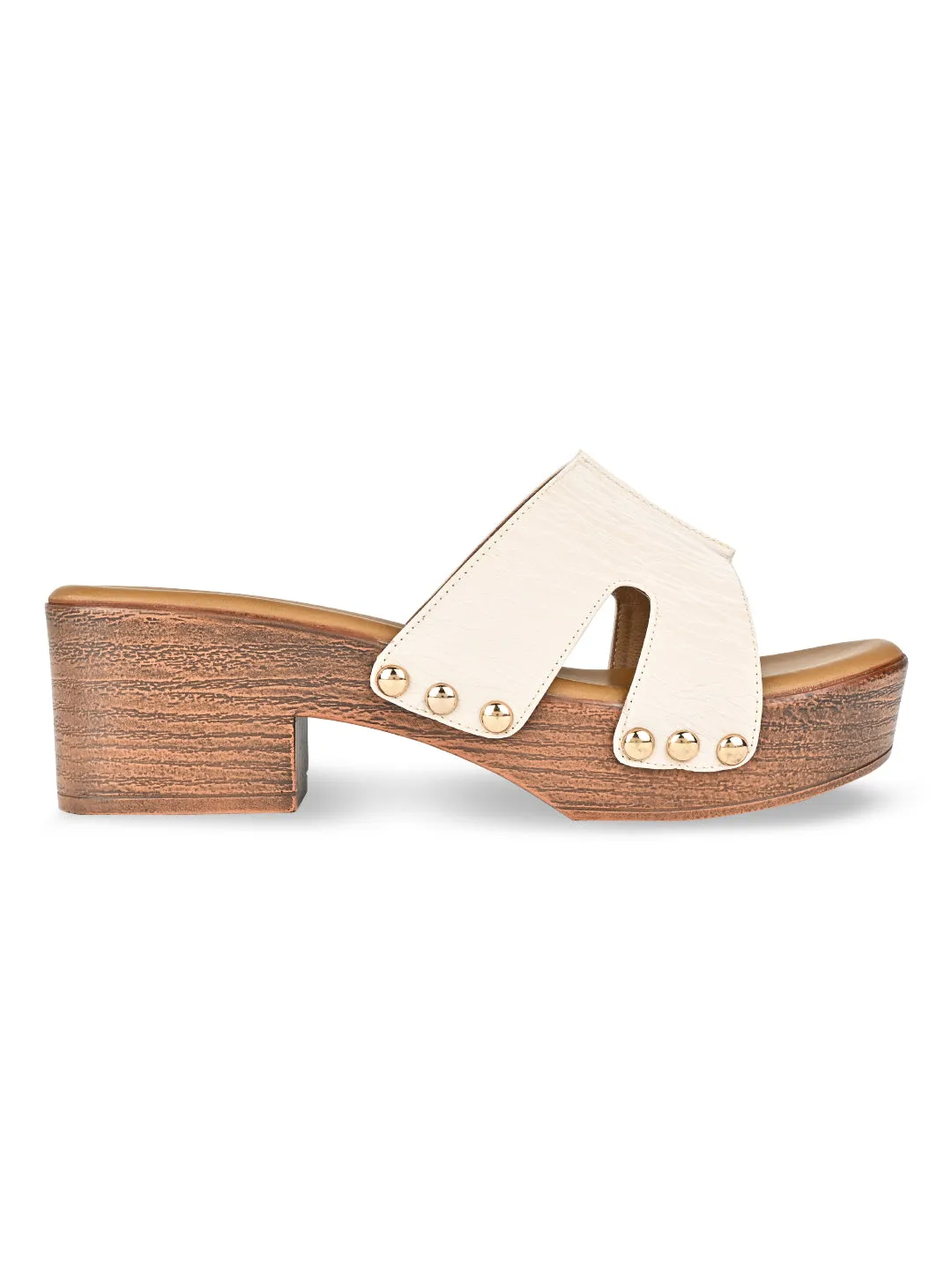 Rocia By Regal Beige Women Textured Block Heel Sandals