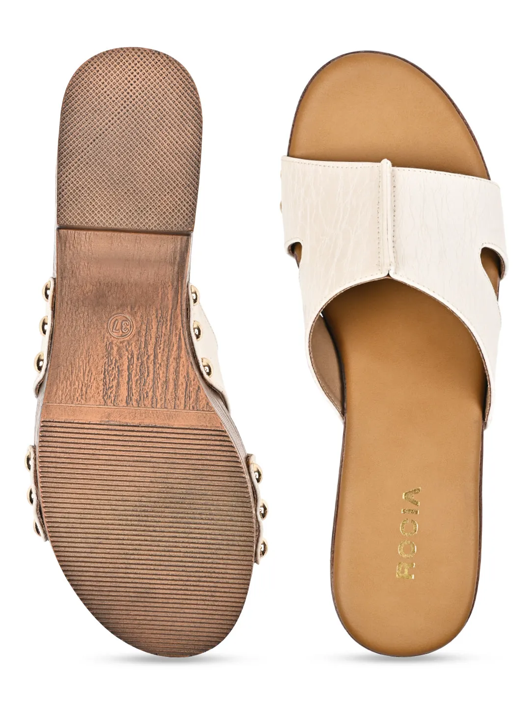 Rocia By Regal Beige Women Textured Block Heel Sandals