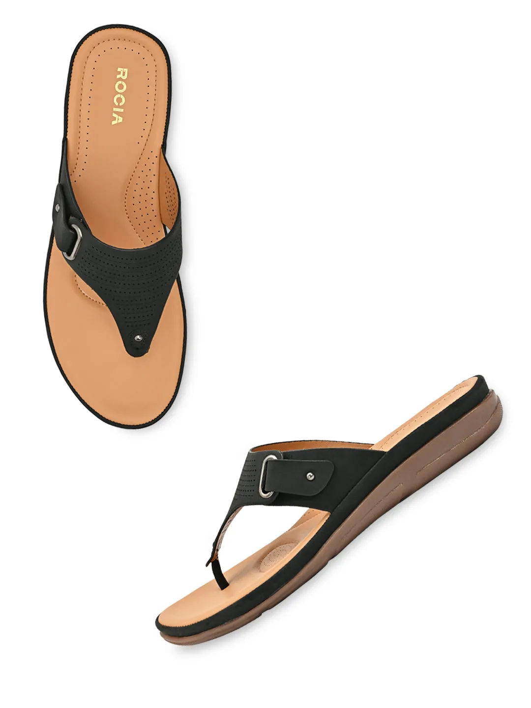 Rocia By Regal Black Women Casual Laser Cut Flats