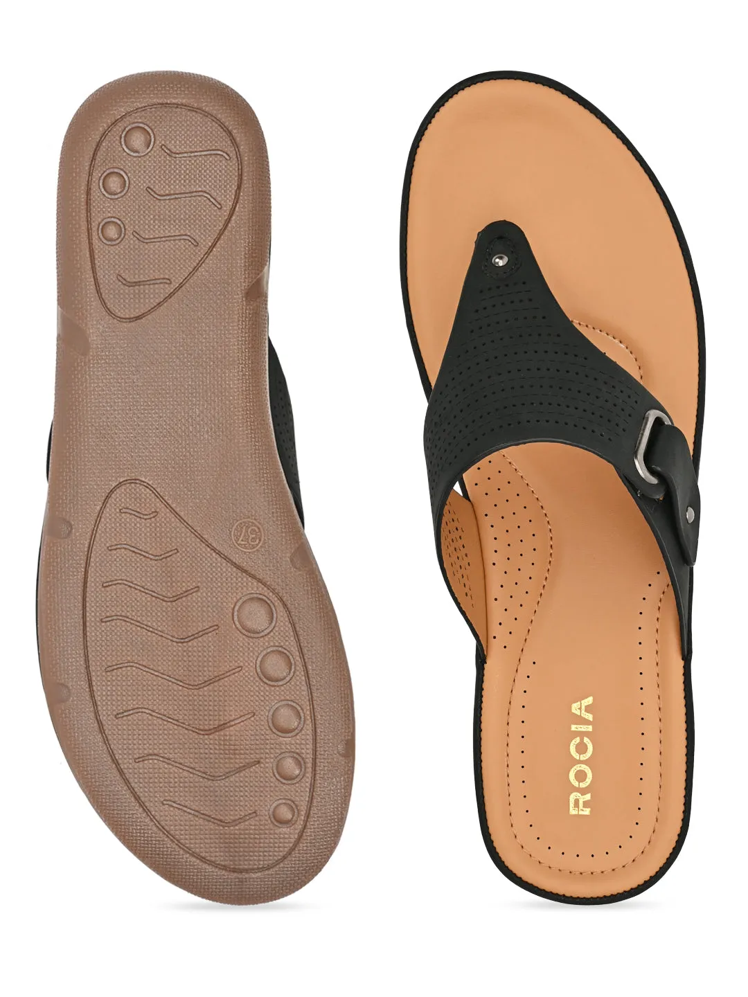 Rocia By Regal Black Women Casual Laser Cut Flats