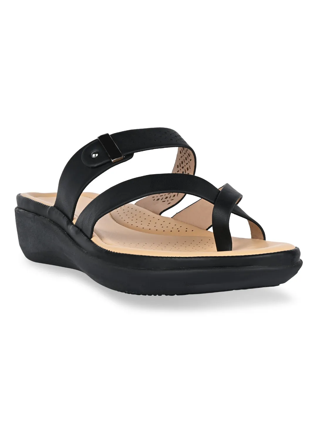 Rocia By Regal Black Women Classic Laser Cut Flats