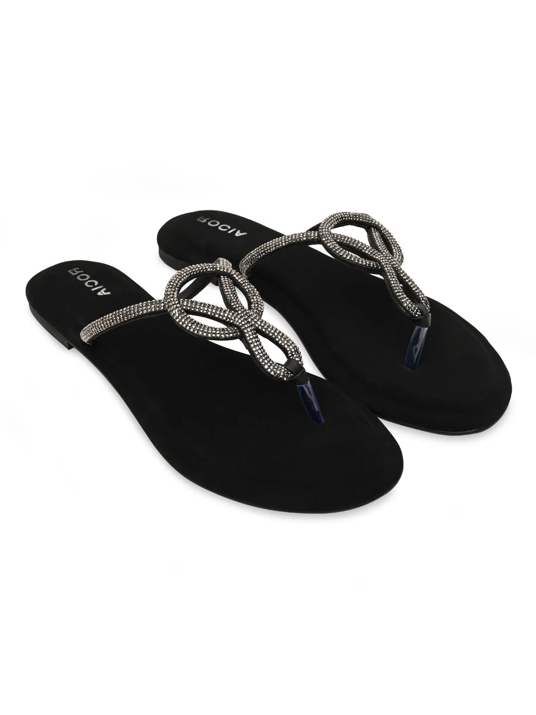 Rocia By Regal Black Women Classy Diamond Flats