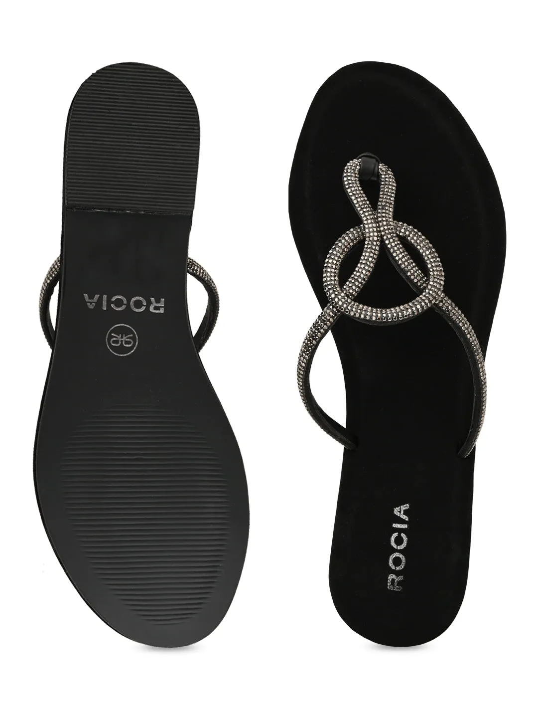 Rocia By Regal Black Women Classy Diamond Flats