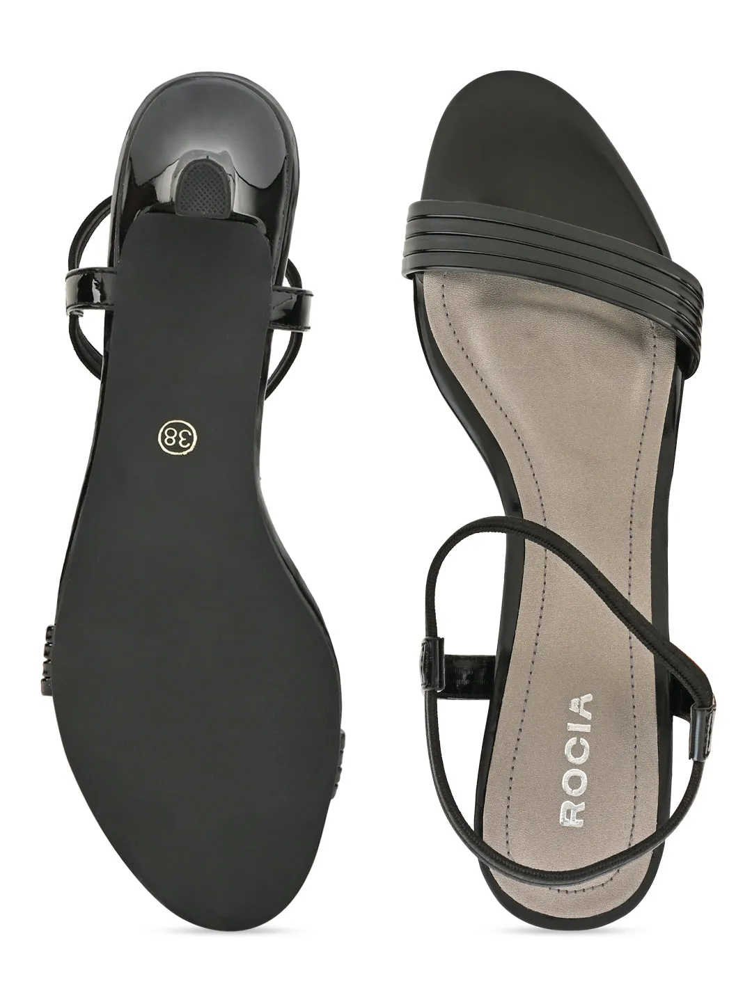 Rocia By Regal Black Women Kitten Heel Patent Sandals