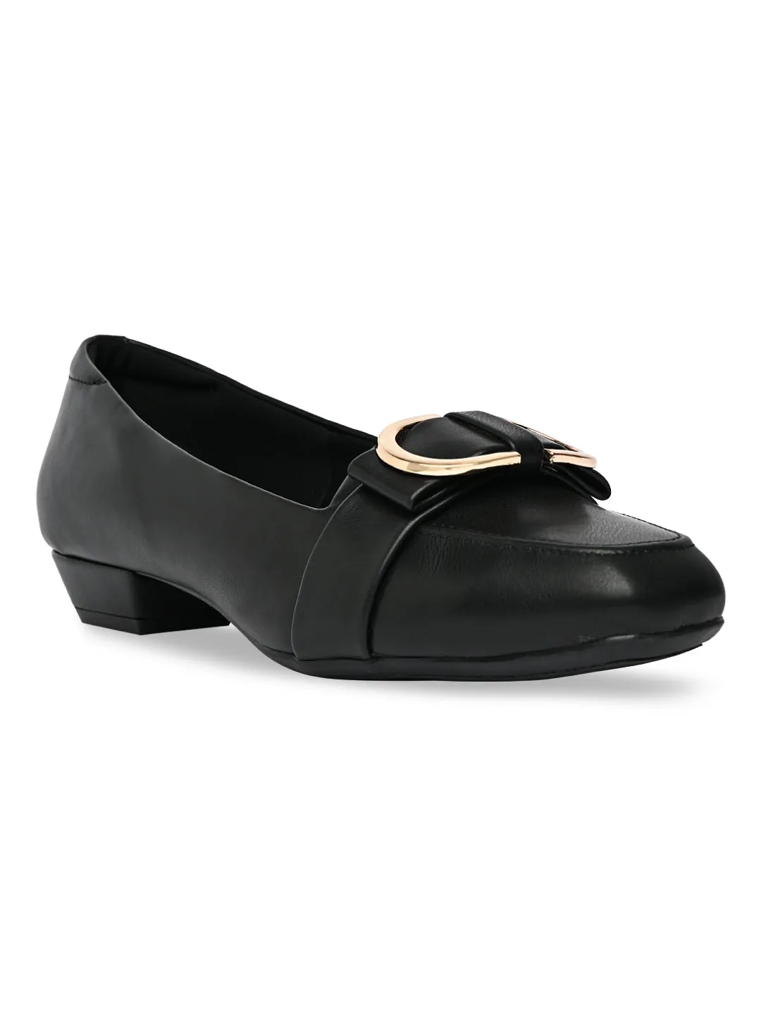 Rocia By Regal Black Women Square Toe Buckled Work Wear Pumps