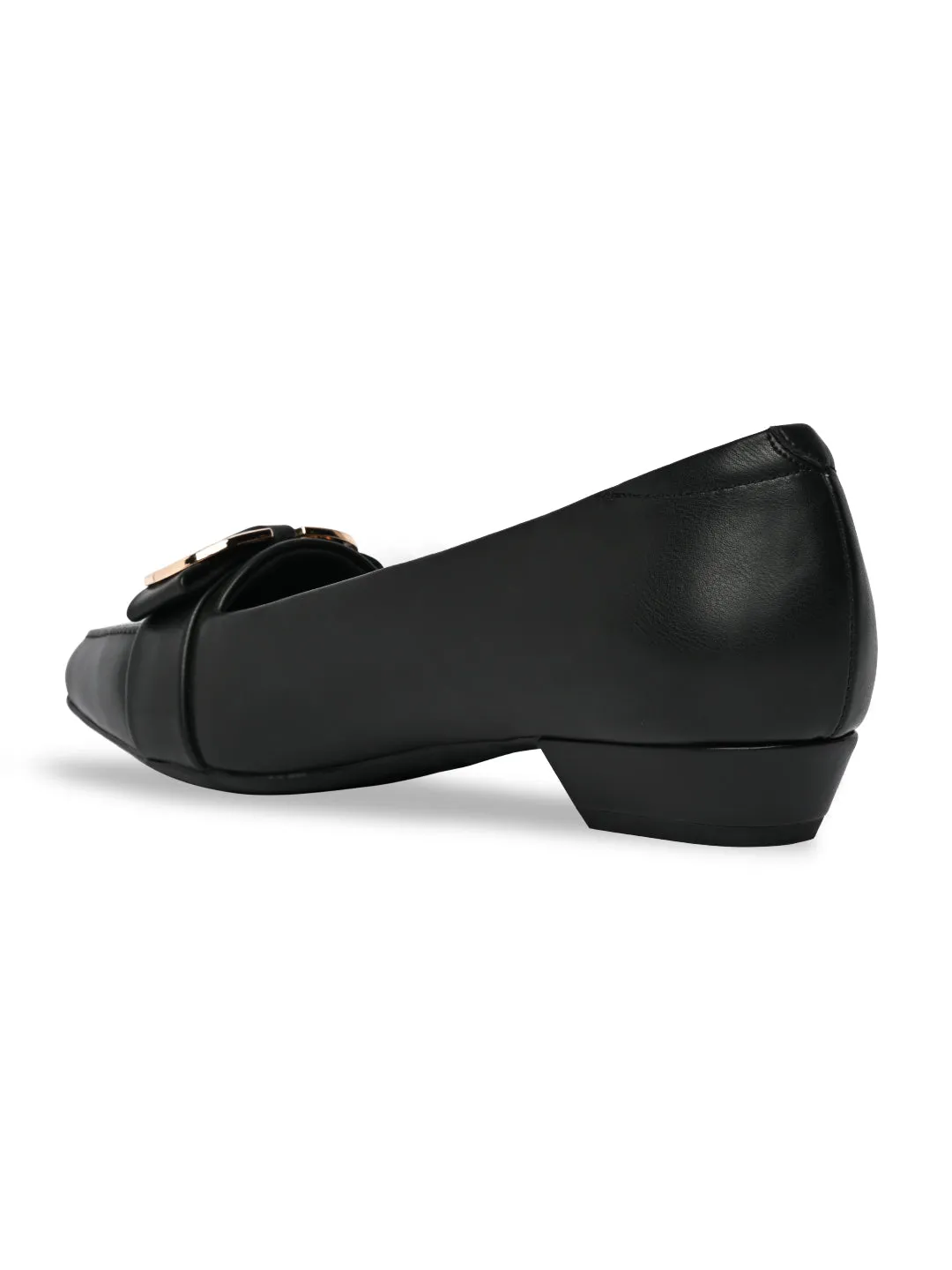 Rocia By Regal Black Women Square Toe Buckled Work Wear Pumps