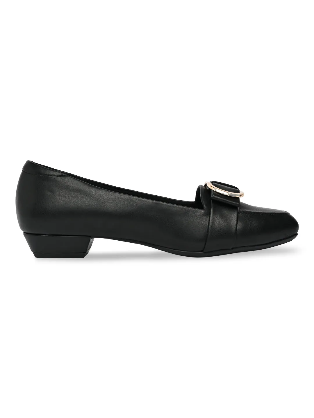 Rocia By Regal Black Women Square Toe Buckled Work Wear Pumps