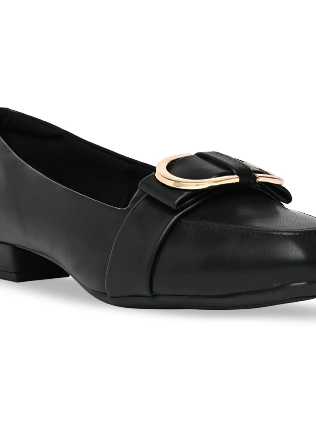 Rocia By Regal Black Women Square Toe Buckled Work Wear Pumps