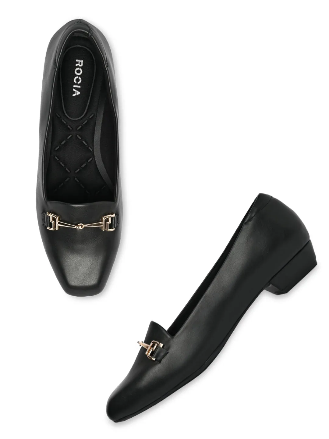 Rocia By Regal Black Women Square Toe Workwear Pumps