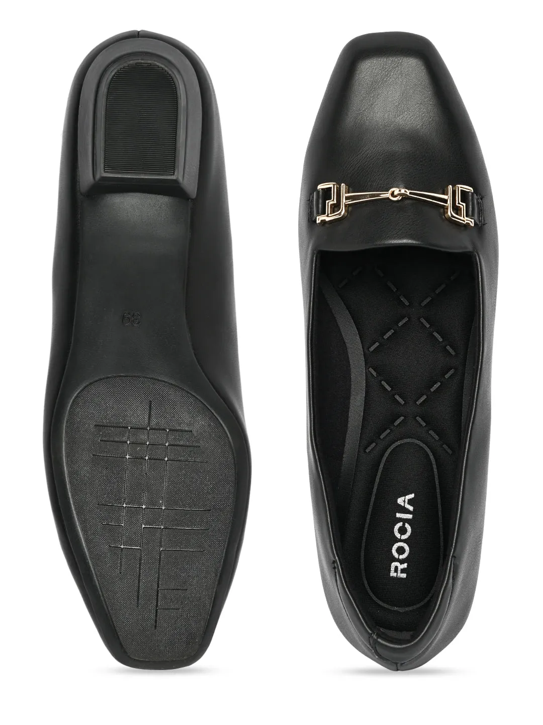 Rocia By Regal Black Women Square Toe Workwear Pumps
