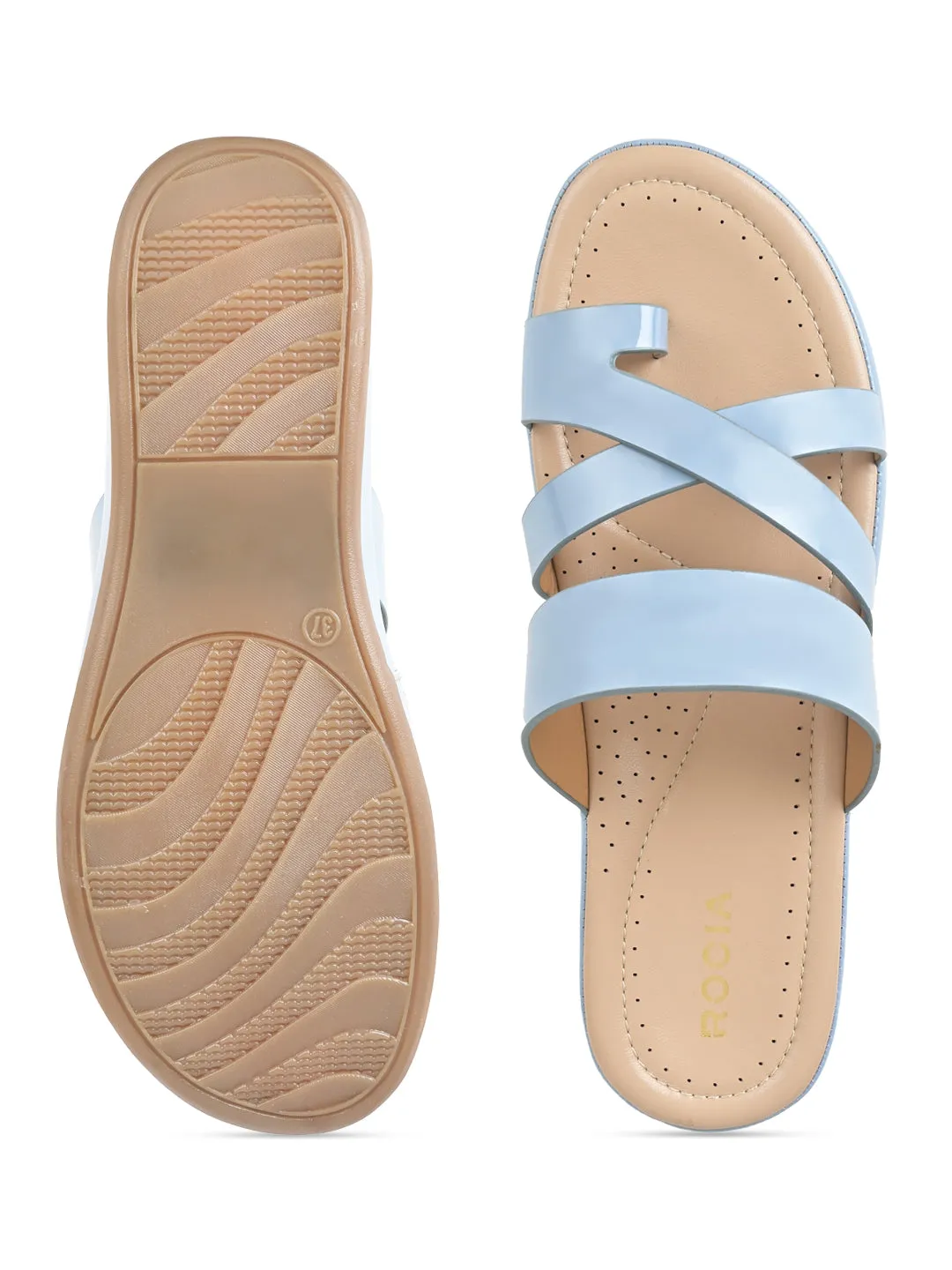 Rocia By Regal Blue Women Comfort Patent Flats