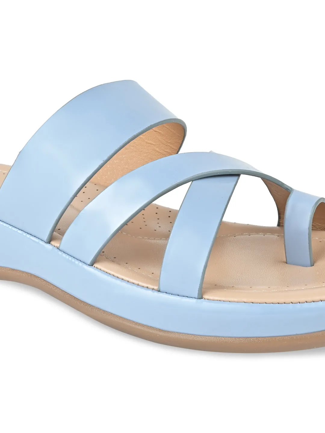 Rocia By Regal Blue Women Comfort Patent Flats