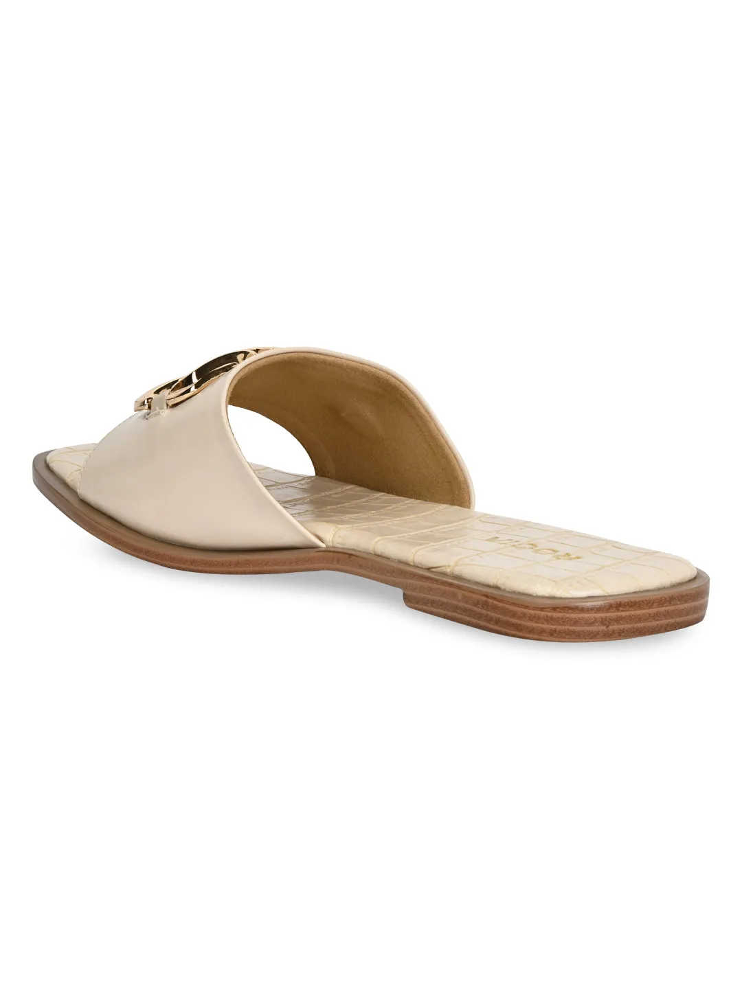 Rocia By Regal Cream Women Buckled Sliders