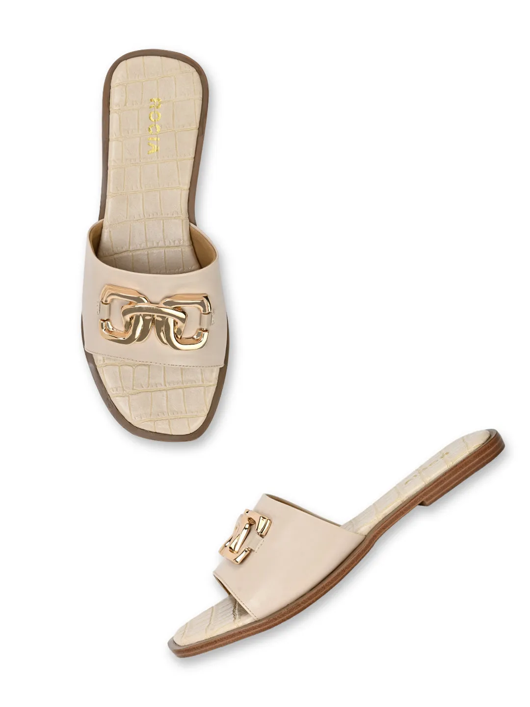 Rocia By Regal Cream Women Buckled Sliders