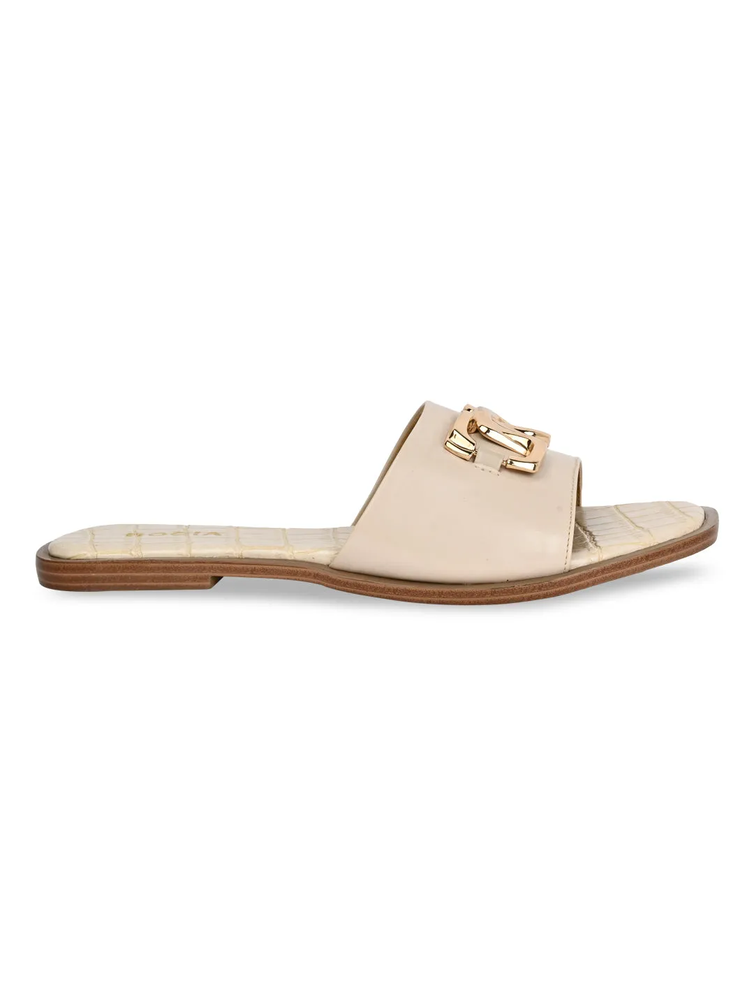 Rocia By Regal Cream Women Buckled Sliders