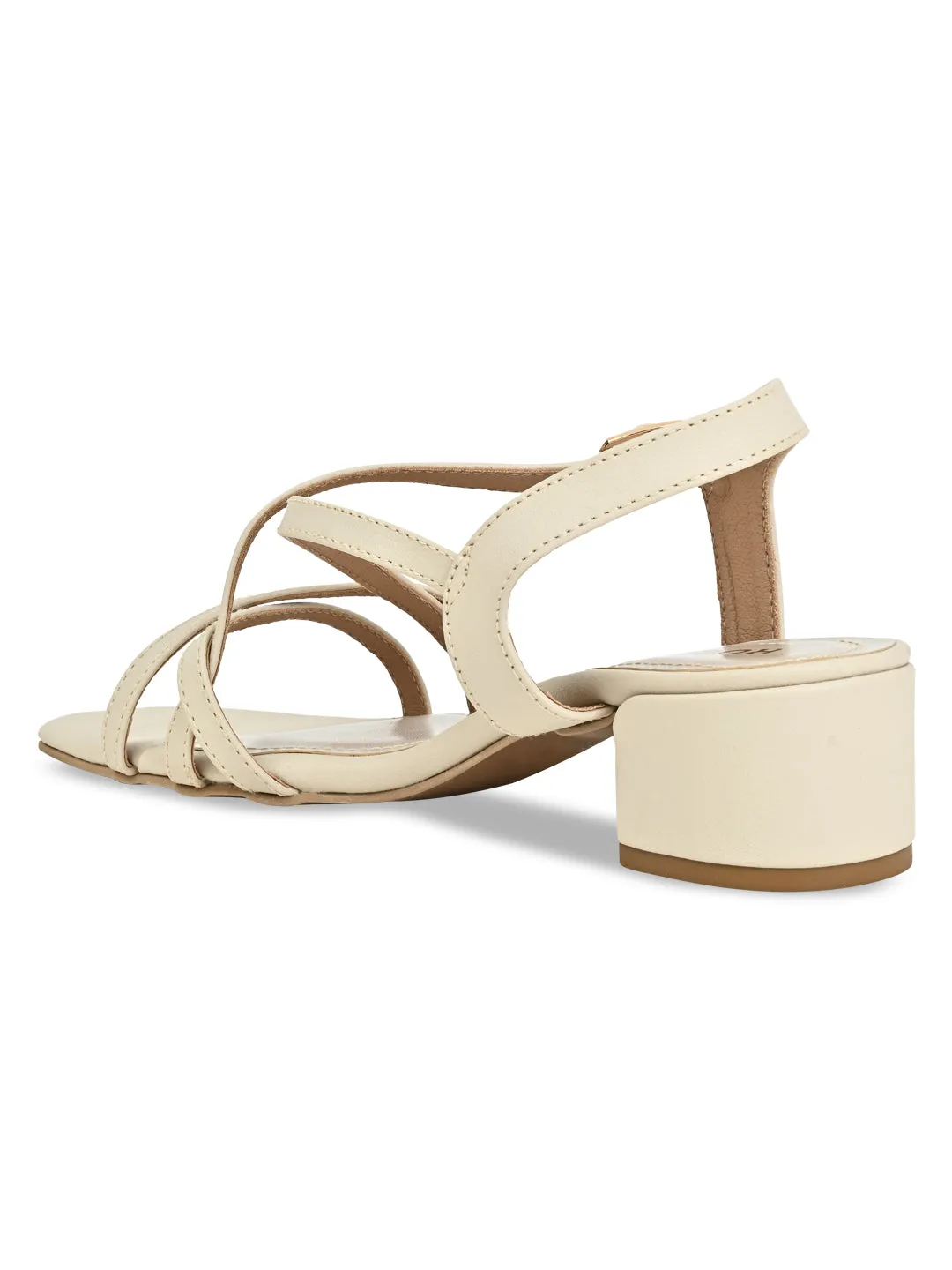 Rocia By Regal Cream Women Casual Strappy Box Heel Sandals