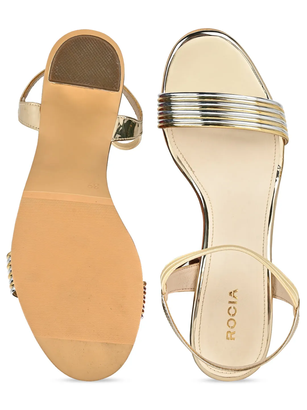 Rocia By Regal Gold Women Block Heel Sandals