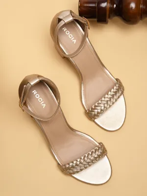 Rocia By Regal Gold Women Braided Counter Back Sandals