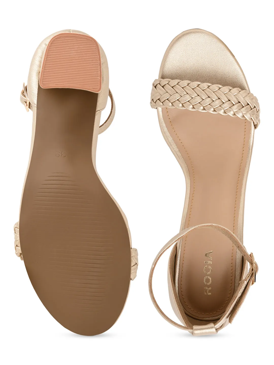 Rocia By Regal Gold Women Braided Counter Back Sandals