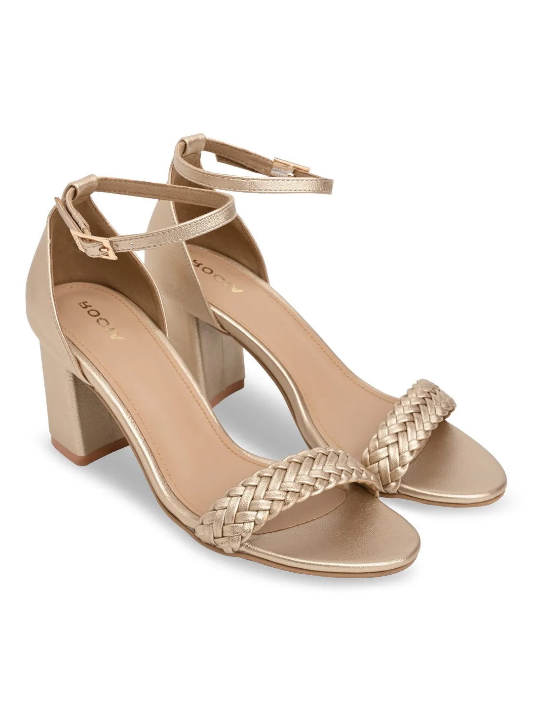 Rocia By Regal Gold Women Braided Counter Back Sandals