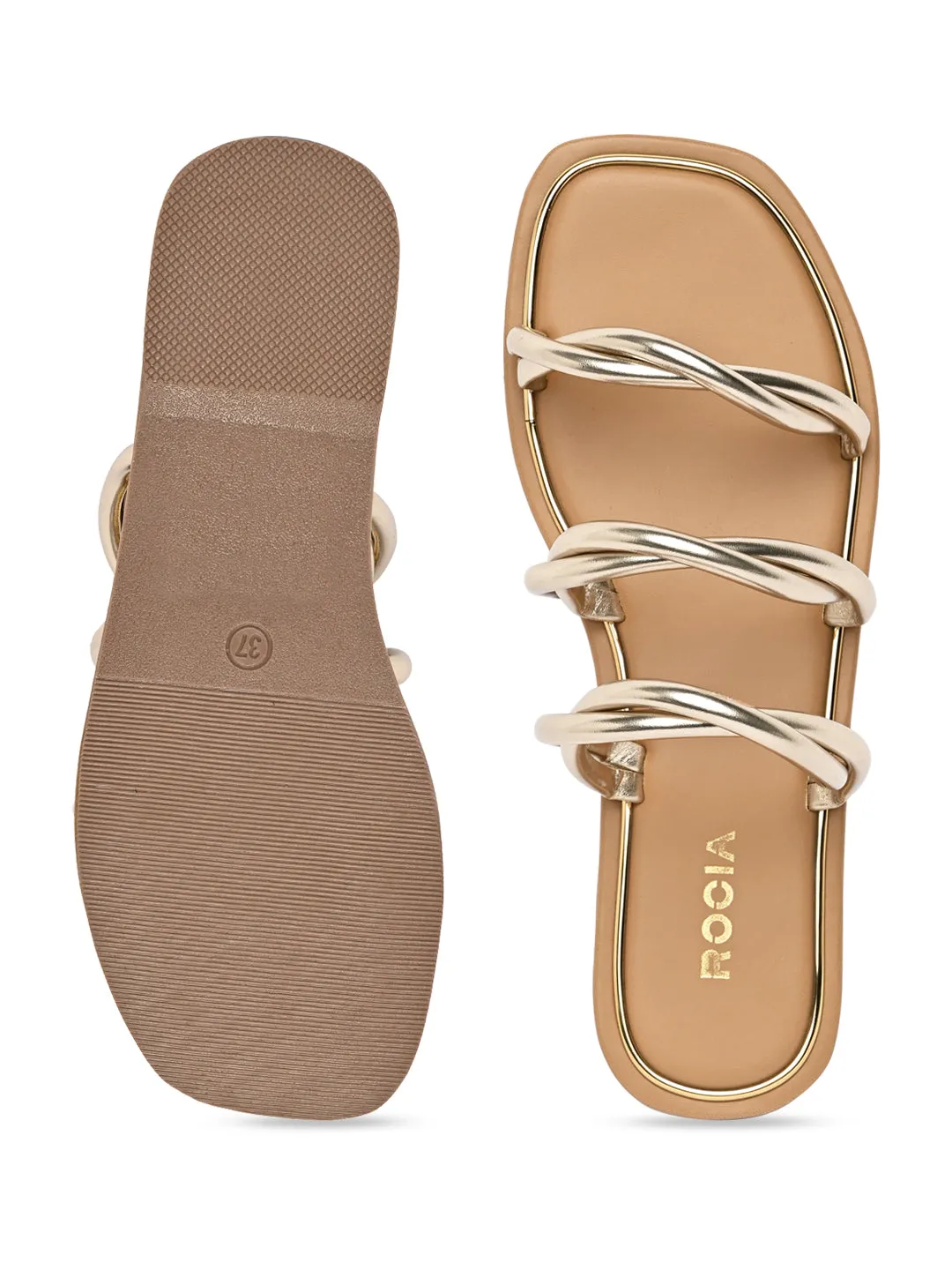 Rocia By Regal Gold Women Casual Flat Sandals