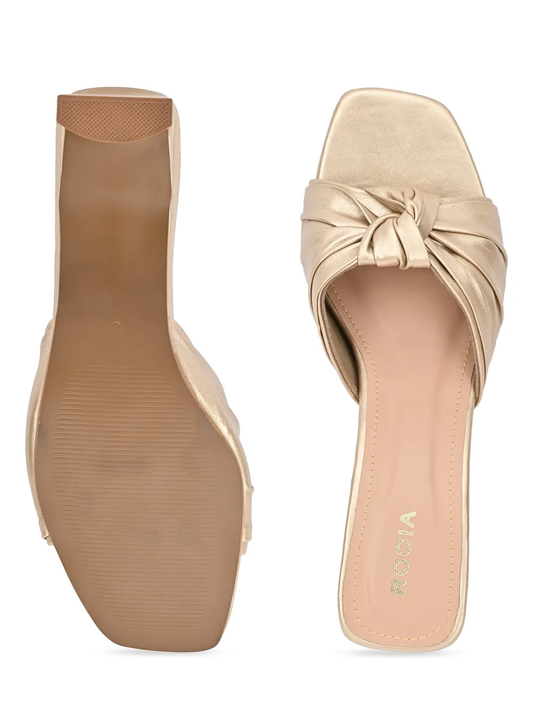 Rocia By Regal Gold Women Casual Knotted High Heels
