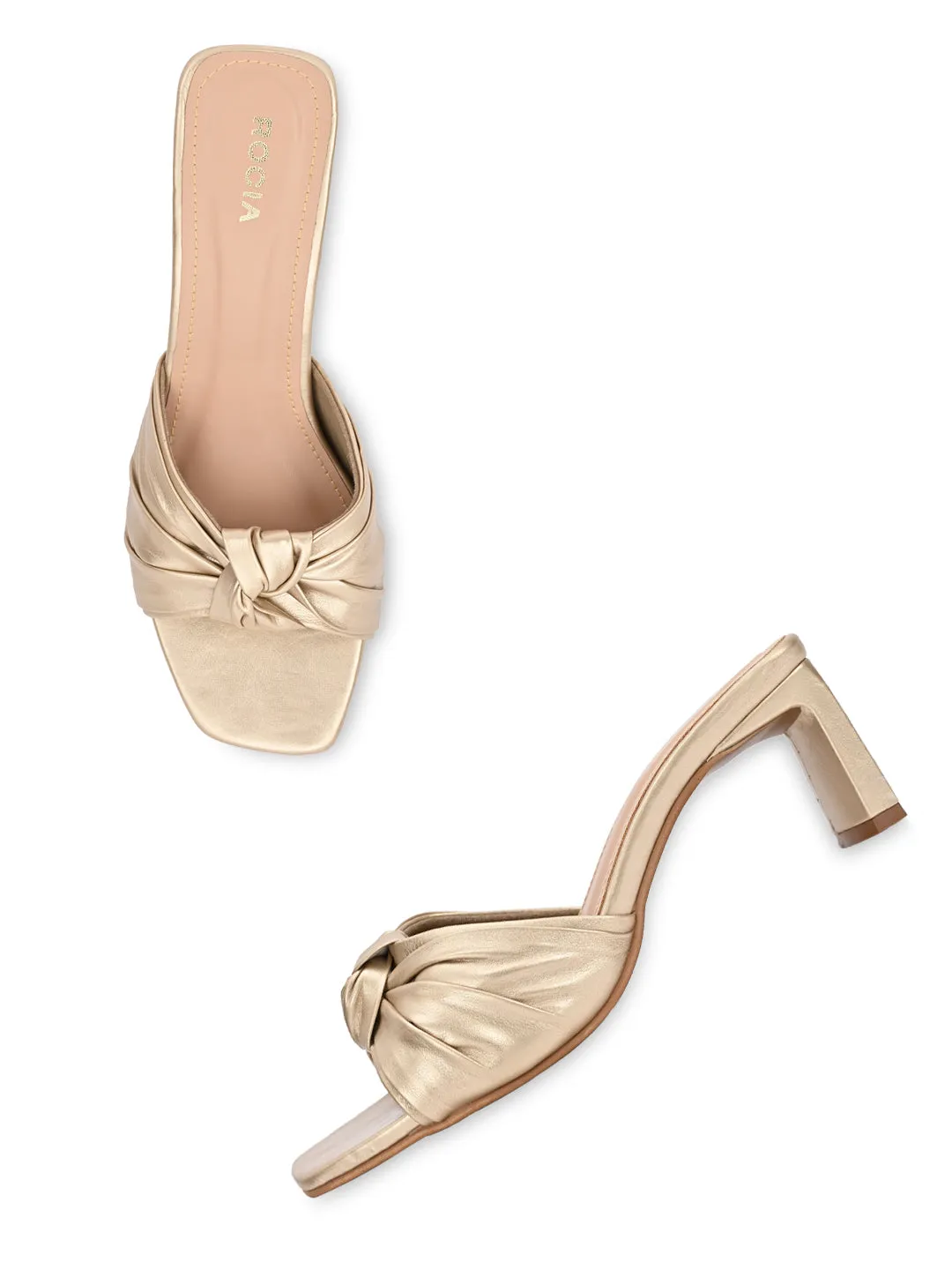 Rocia By Regal Gold Women Casual Knotted High Heels