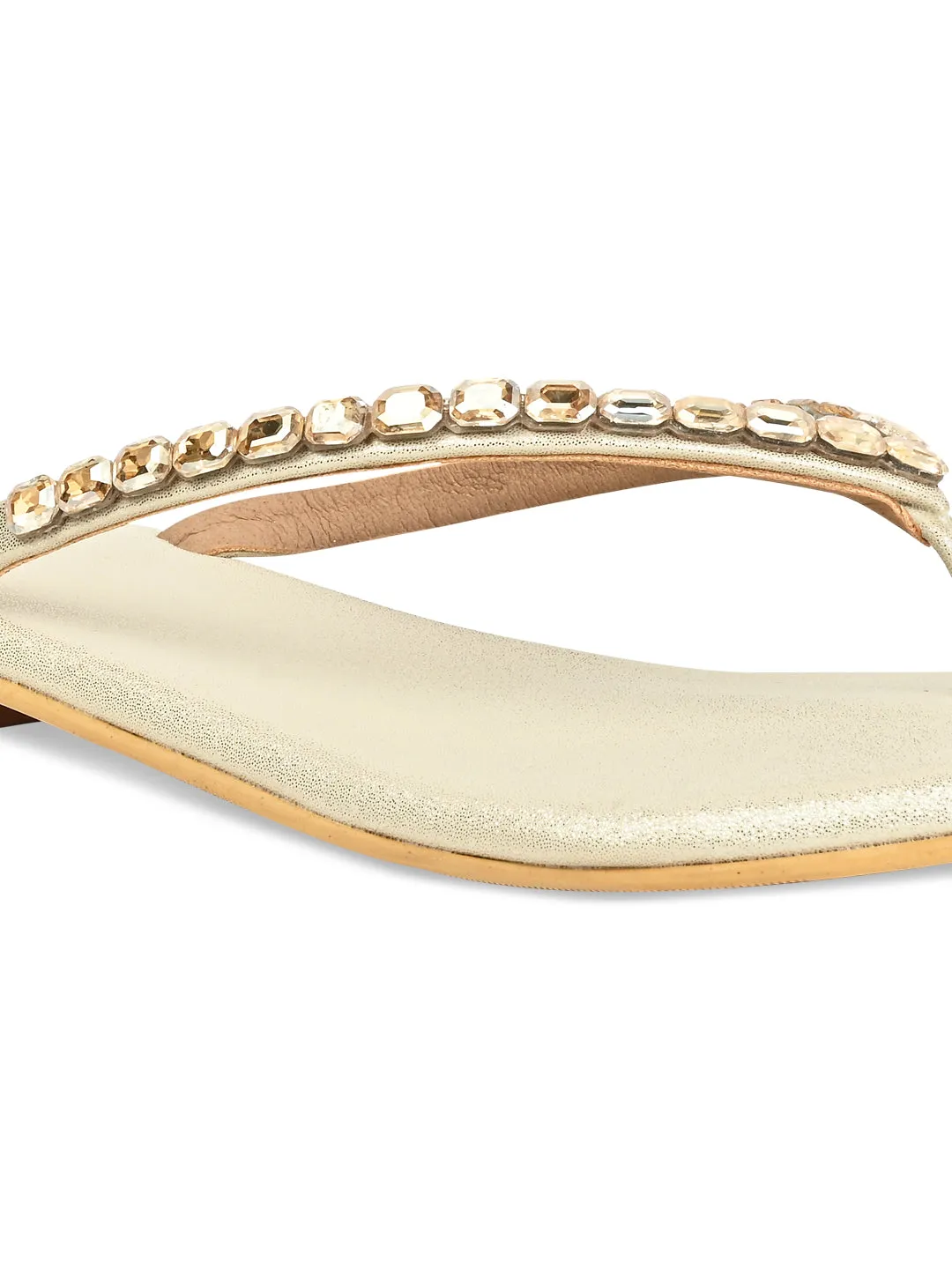 Rocia By Regal Gold Women Diamante Flat Thong