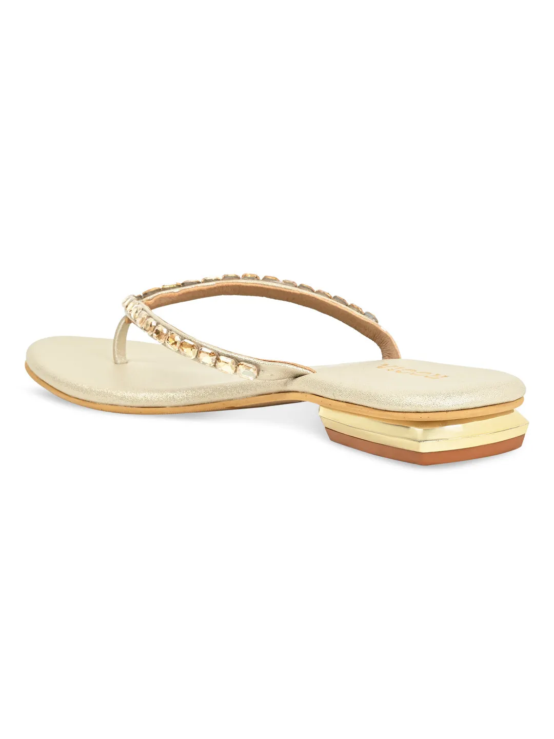 Rocia By Regal Gold Women Diamante Flat Thong